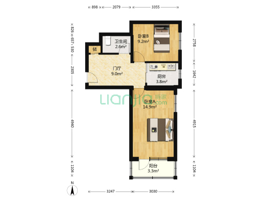 南苑西路54号院 2室0厅1卫 53平方