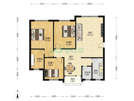 邮电东苑 3室2厅1卫 109平方