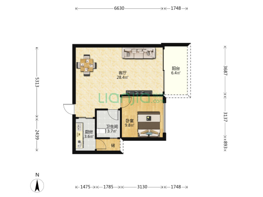 昌达山水天域 1室1厅1卫 68平方
