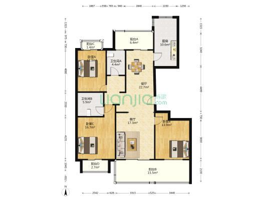 欧景名城(婺城区) 3室2厅2卫 143平方