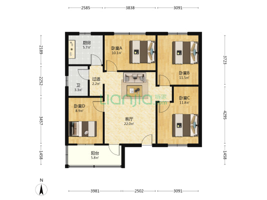 星光大厦 4室1厅1卫 99平方