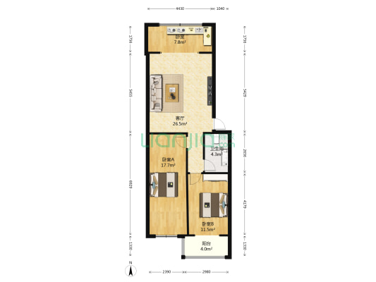 怡东华城 3室1厅1卫 90平方