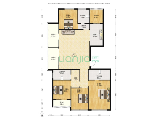 御园御公馆 4室1厅4卫 203平方