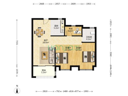 明金府 3室1厅1卫 89平方