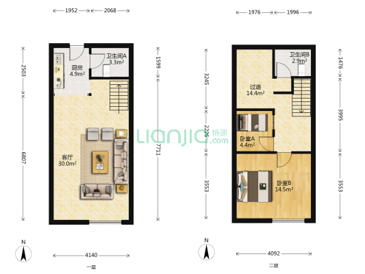 70年大产权 房子户型方正，总价低，适合年轻白领-户型图