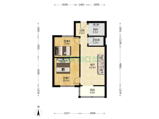 长江支路 2室1厅1卫 59平方