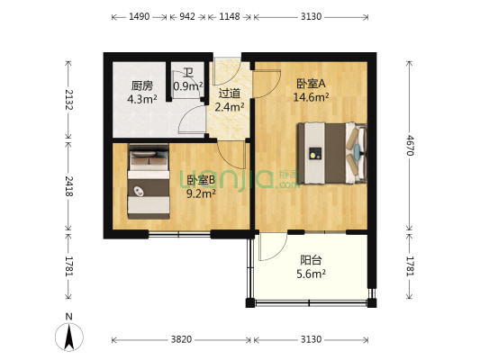 胜利庄115至116号 2室0厅1卫 42平方