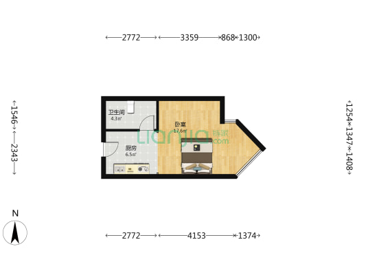 绿地东海岸财富广场 1室0厅1卫 44平方