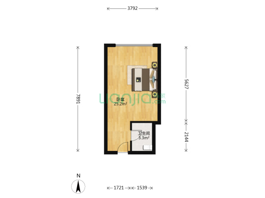 龙湖三千星座 1室0厅1卫 36平方