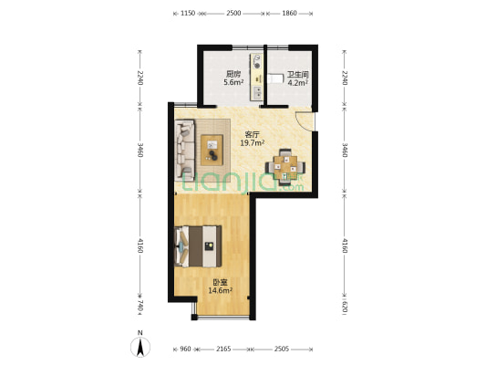 锦隆商住楼 1室1厅1卫 57平方