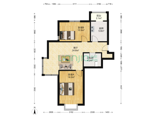海雅园南区 2室1厅1卫 94平方