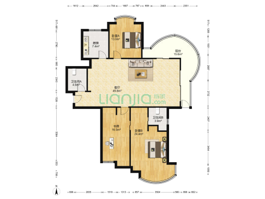 同人春江时代花园 3室1厅2卫 177平方