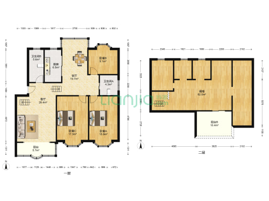 徐园东村小区 3室2厅2卫 134平方