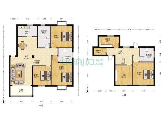 明珠花园(昆山市) 5室1厅3卫 208平方