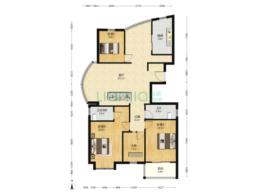 南都家园 4室1厅2卫 151平方