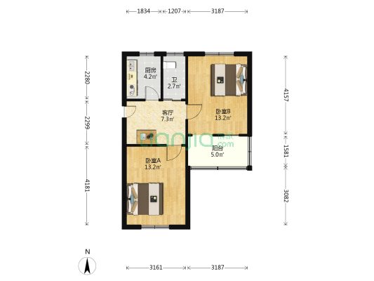 协和宿舍 2室1厅1卫 61平方