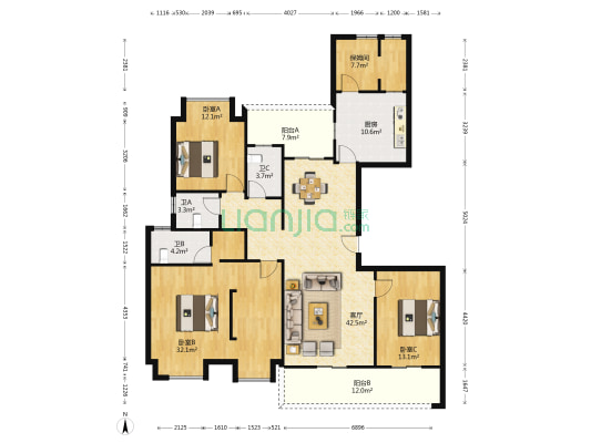 嘉和城塞纳左岸 3室1厅3卫 130平方