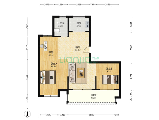 钟毓轩 3室1厅1卫 101平方