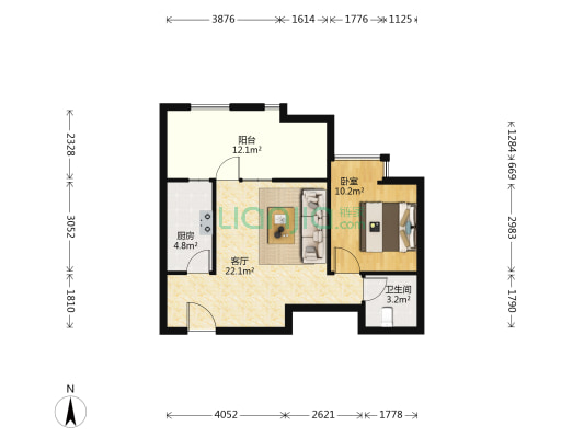 水畔花园 1室1厅1卫 59平方