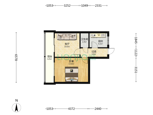 陵西北大街249号 1室1厅1卫 42平方