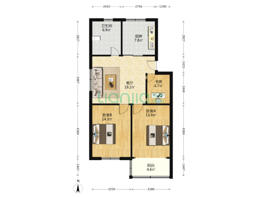 城东社区大桥路 3室1厅1卫 85平方
