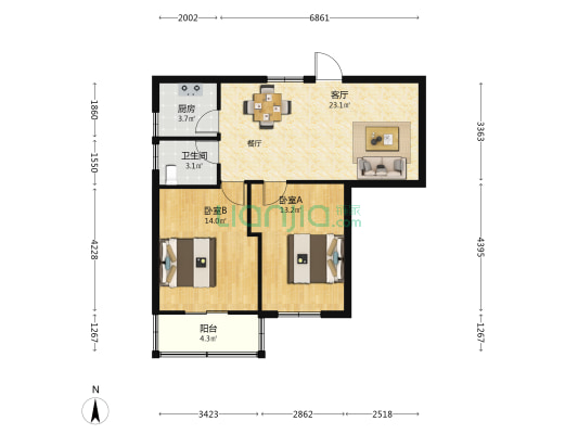 连江中路316号综合楼 2室1厅1卫 75平方