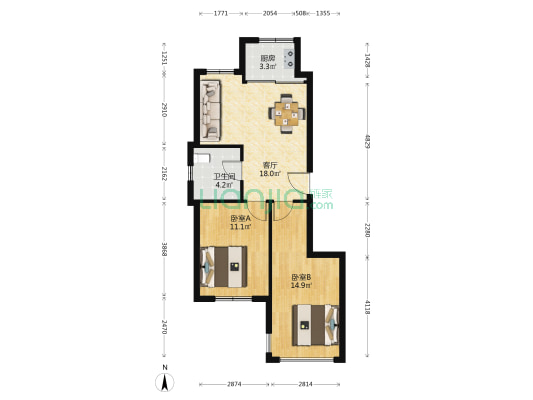 瑞奇园 2室1厅1卫 77平方