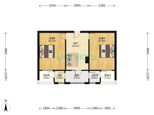 奎星楼街11号 2室1厅1卫 59平方