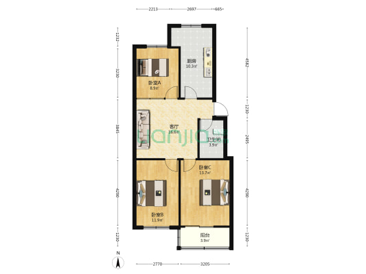 滏东小区 3室1厅1卫 82平方