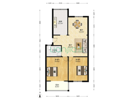 新宁金禧园 2室2厅1卫 102平方