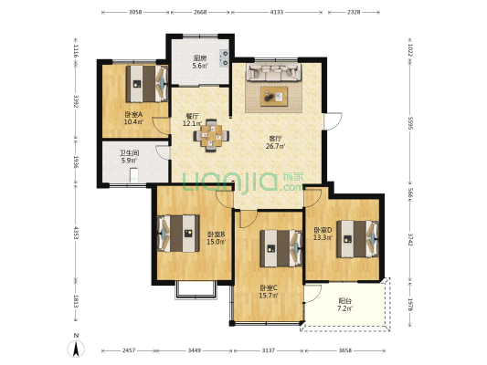 金兴名庭 4室2厅1卫 137平方