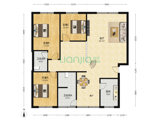 欣欣花园小区 3室1厅2卫 157平方