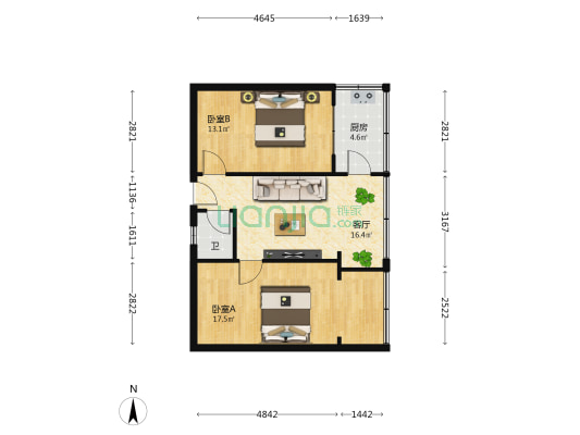 省电信器材场家属院 2室1厅1卫 63平方