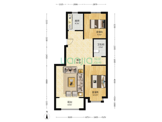 惠泽嘉苑 2室1厅1卫 95平方