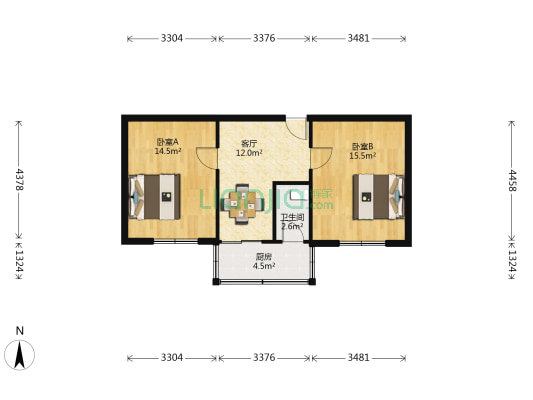 化建二村 2室1厅1卫 60平方