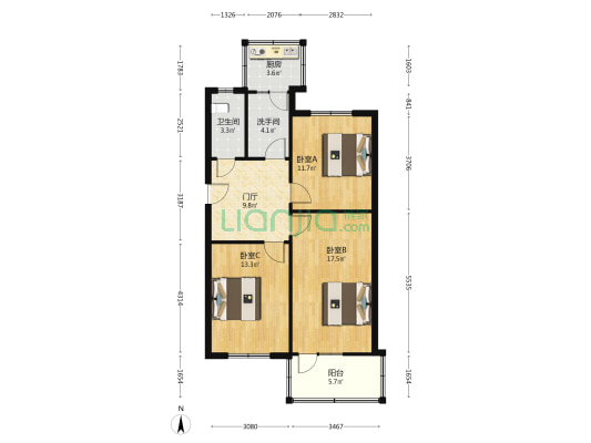 振华里小区 3室0厅2卫 78平方