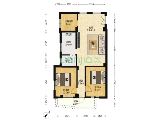 太平西路松柏里8号 2室1厅1卫 87平方