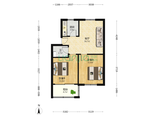 文纬里 2室1厅1卫 60平方