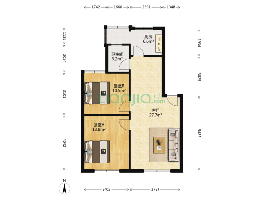 三峡移民小区 2室1厅1卫 76平方