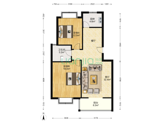 盛世年华 2室1厅1卫 140平方