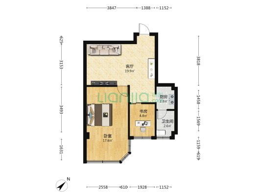 又一居公寓 2室1厅1卫 59平方
