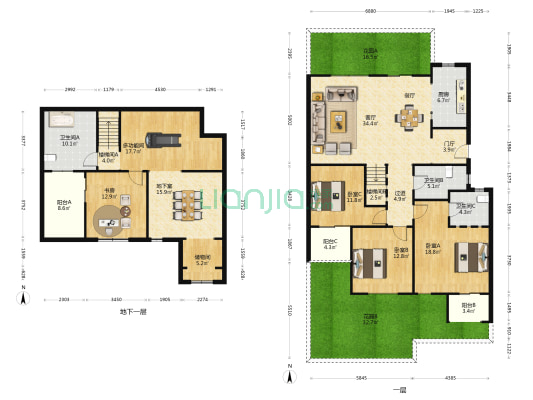沣桥艺墅家小区 5室1厅3卫 211平方