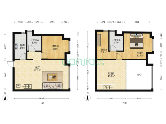 保利金沙大都汇 2室1厅2卫 76平方