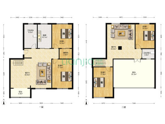银枫大厦 4室2厅2卫 125平方