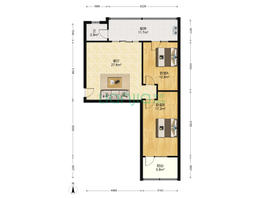 燕春宿舍 2室1厅1卫 94平方
