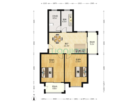 华宏苑 2室1厅1卫 94平方