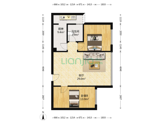 时代晶座(新津) 2室1厅1卫 84平方