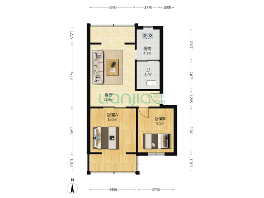 武警水电一支队家属院 2室1厅1卫 71平方