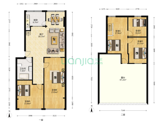 爱琴海 5室1厅1卫 143平方