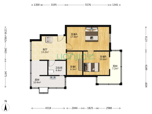 省外贸公司宿舍 3室1厅1卫 78平方